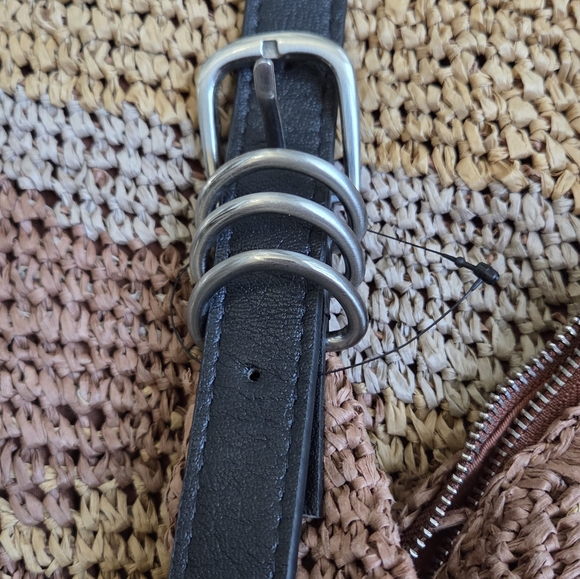 Free People NEW Santorini Straw Tote Bag Neutral Raffia Leather NWOT Slouchy Bag - Picture 6 of 9